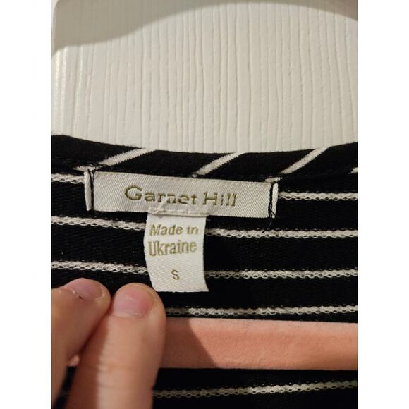 Garnet Hill French Terry A-Line Tunic‎ Black white stripe Womens small - Picture 2 of 6